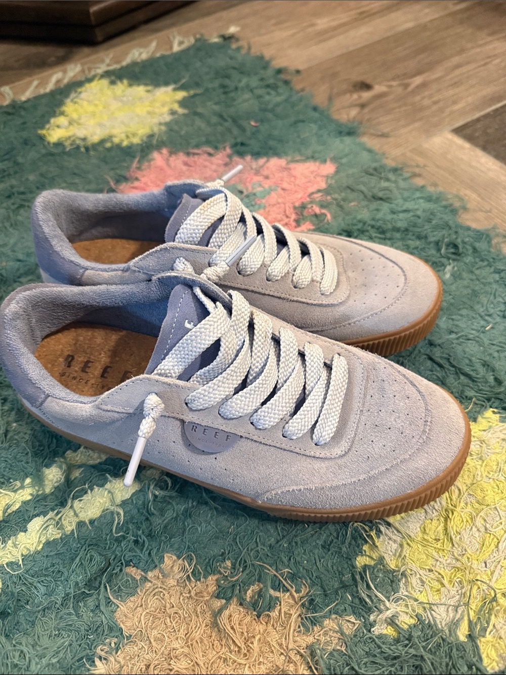 Hey Day by Reef Light Blue Suede Casual Lace-Up Sneakers